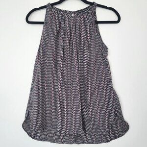 Harlowe & Graham Nordstrom Sleeveless Pleated Blouse Geometric Print